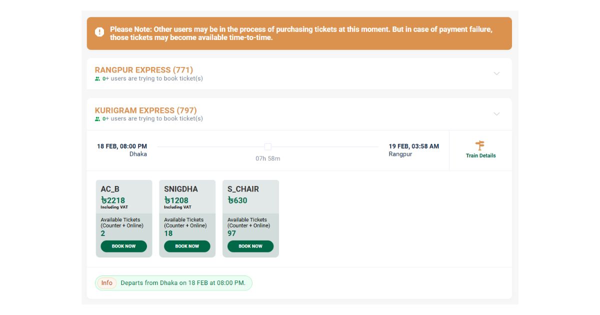 Step 3: Select Train and Seat